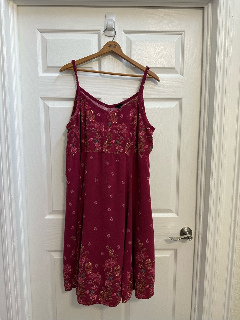 torrid Burgundy Floral Midi Slip Dress sugar skulls Sz 3 3X see pics